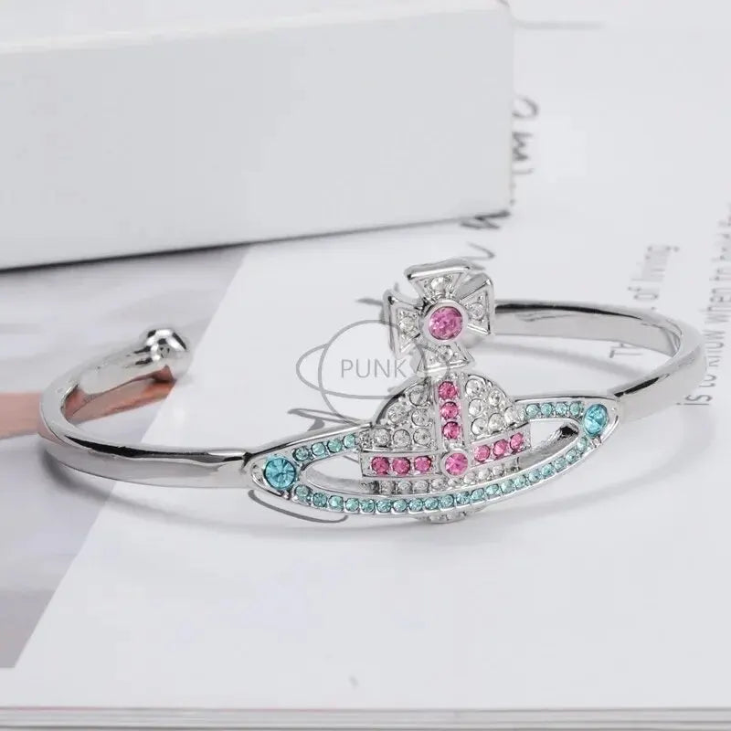 Vivienne Westwood Color Kika Flash Large Planet Bracelet Insversatile Classic Star Design Alloy Material For Women