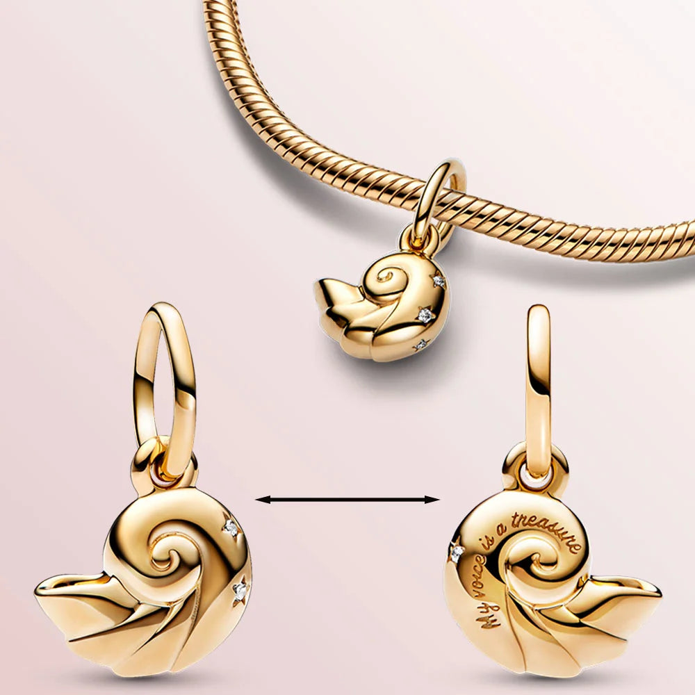 Pandora New The Little Mermaid Ariel Shell Charms For Women Fit Original PANDORA Bracelet Pendant For Necklace DIY Jewellry Friend Gifts