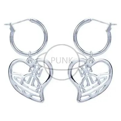 Vivienne Hollow Line Heart Uranus Earrings Simple Elegant Style Women's Fashion Hoops Easy To Wear Remove Split Ring Design