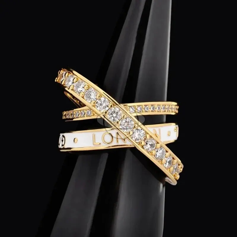 Vivienne Westwood Cross Ring High-end Feel Hot Letter Micro-inlaid Zirconia Sparkling Ring Stylish Fashion Accessory