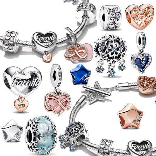Pandora Authentic New Real 925 Sterling Silver Blue Star Family Gift Charm Fit Original Pandora Bracelet DIY Silver Jewelry