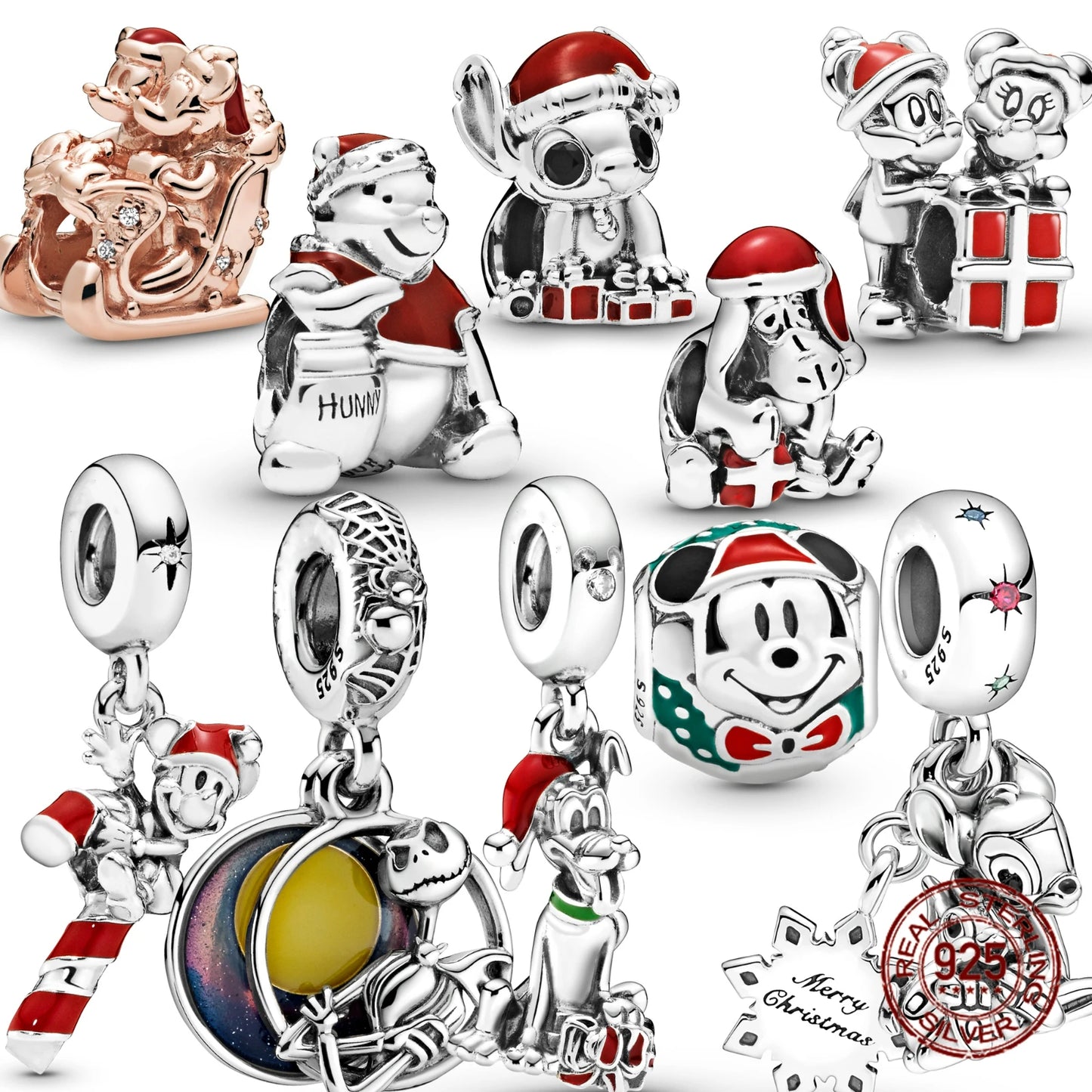 Pandora Hot Sale 925 Sterling Silver Girl Christmas Gift Dangle Charm Beads Fit Original Pandora Bracelet Pendant Necklace Jewelry