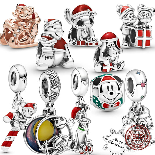 Pandora Hot Sale 925 Sterling Silver Girl Christmas Gift Dangle Charm Beads Fit Original Pandora Bracelet Pendant Necklace Jewelry