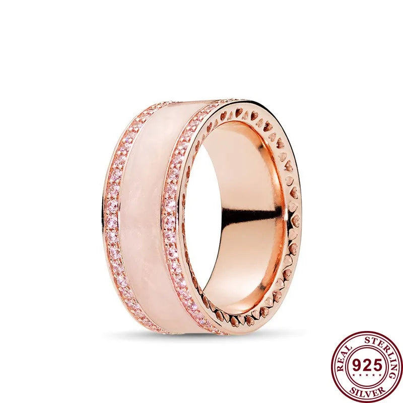 Pandora Authentic 925 Sterling Silver Glittering Spiral Vintage Bow Women's Logo Princess Ring Wedding Anniversary DIY Charm Jewelry