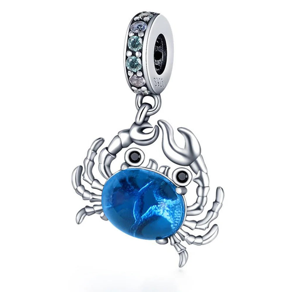 Pandora New In Summer Collection Hot Selling Ocean World Colorful Stone Turtle Charms Beads 925 Sterling Silver Jewelry DIY Accessories