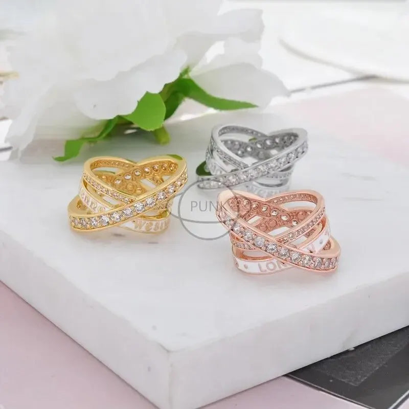 Vivienne Westwood Cross Ring High-end Feel Hot Letter Micro-inlaid Zirconia Sparkling Ring Stylish Fashion Accessory