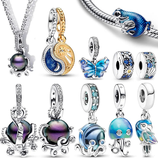 Pandora Colorful 925 Sterling Silver Ornate Octopus Dangle Charm Fit Pandora Original Bracelet & Bangle DIY Women Jewelry Accessories